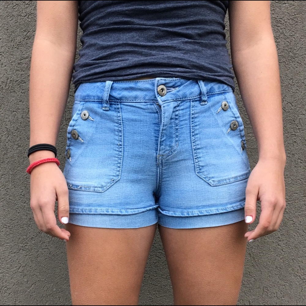 Button Jean Shorts